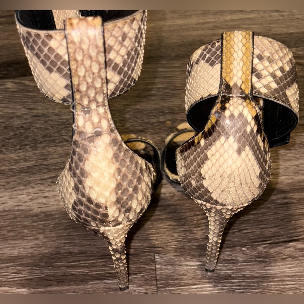 Saint Laurent Jane Python Embossed Sandals Black … - image 6